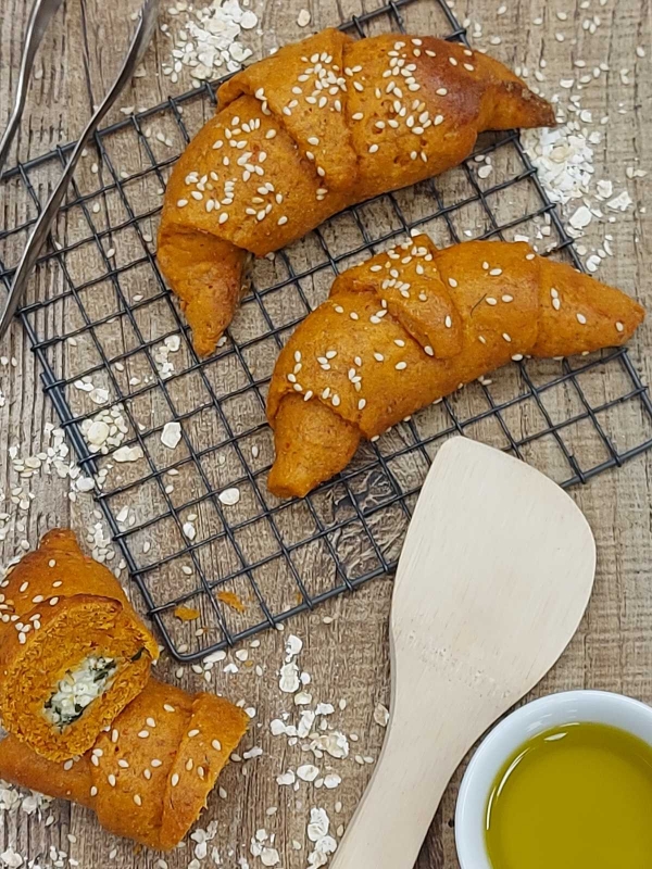 Κρουασανάκια Πιπεριάς με Σπανάκι & Φέτα