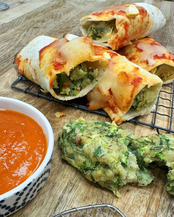 Μεσογειακά enchiladas με κολοκυθοκεφτέδες